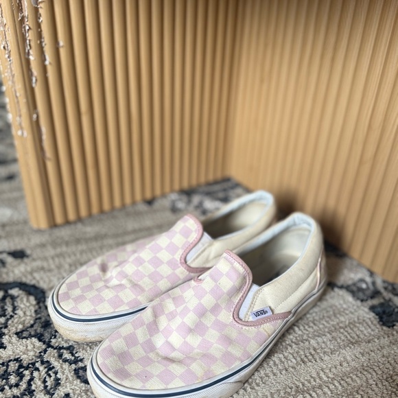 Vans Slip-On Checkerboard Pink & Cream Shoes Size US Women’s 10.5 Men’s 9 - Picture 3 of 8